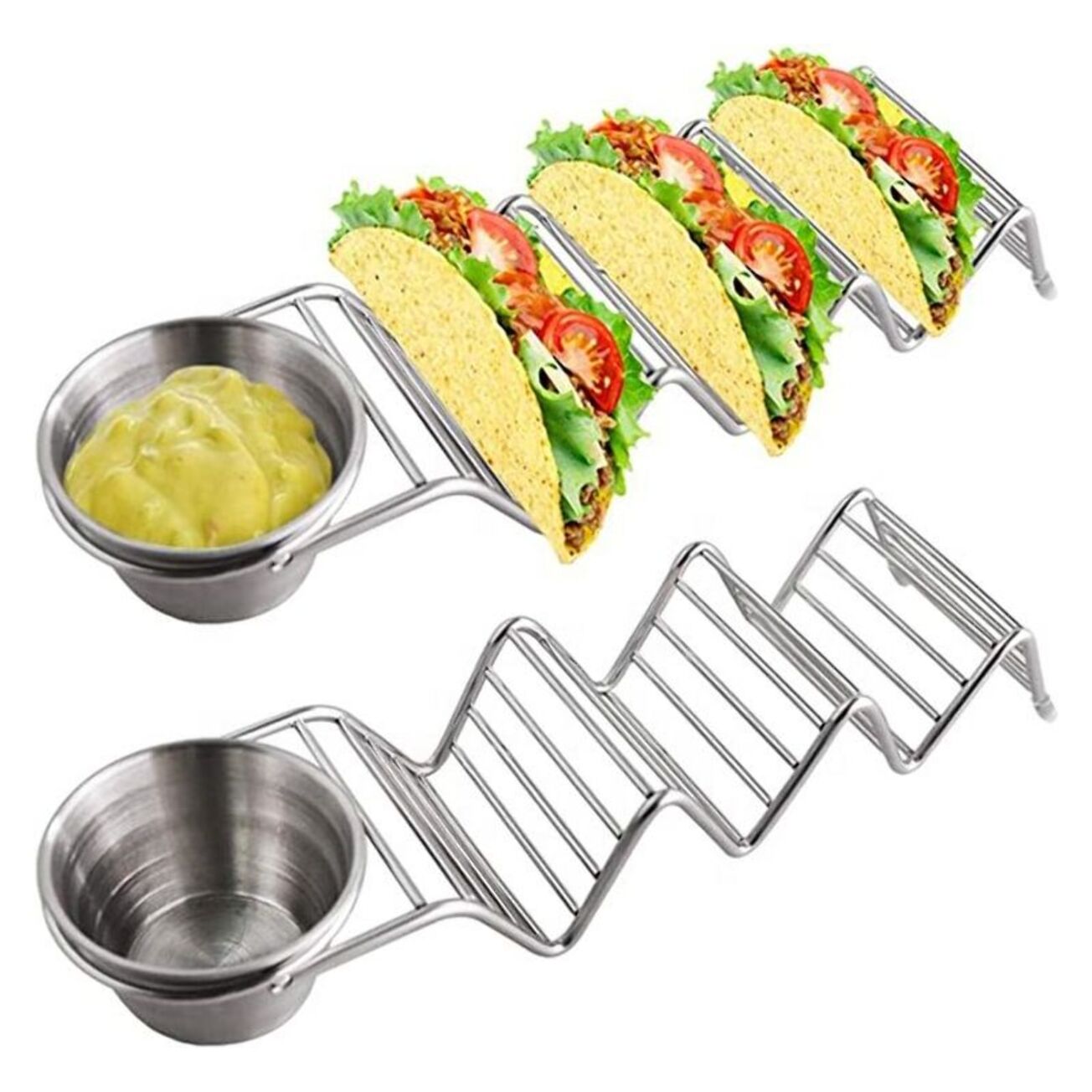 Support à tacos en acier inoxydable avec 2 tasses Herzberg HG04043