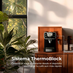 EVVO Cafetera Express Intensa Retro. 15 bares. cuerpo de acero. Espressos y Capuccinos. 950W. Doble salida. Portafiltros. Depósito de 1.5 l. calentamiento rápido