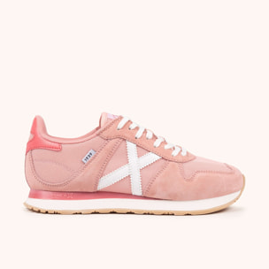 Sneakers de Estilo Retro Running en Serraje y Rejilla Color Rosa MUNICH MASSANA CLASSIC WMN 595