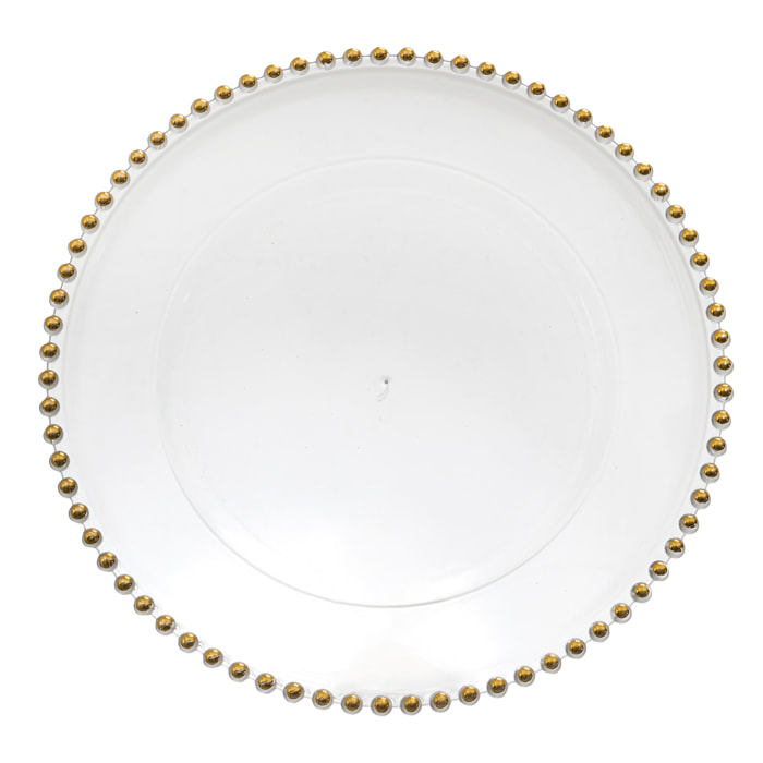 Plateau Rond - HOME DECO FACTORY - SABAH - Plastique - Transparent et Doré
