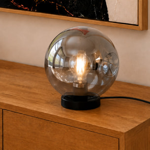 Lampe à poser chrome en verre et métal   - Brume