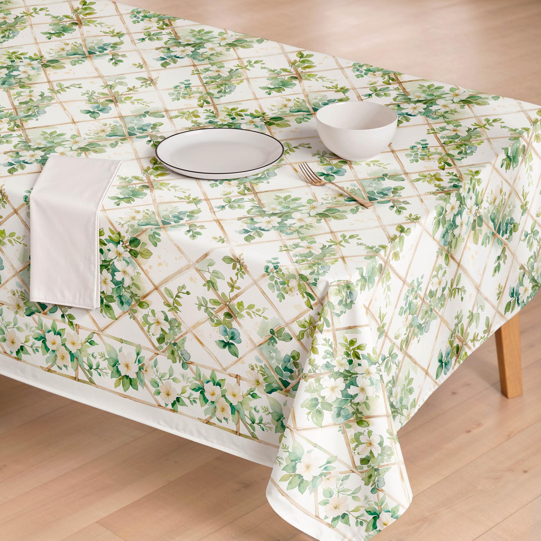 Mantel antimanchas HIEDRA VERDE - 100% algodón