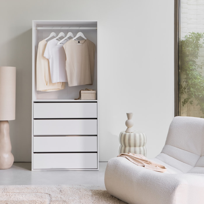 Module dressing décor bois 4 tiroirs 1 penderie MODULO