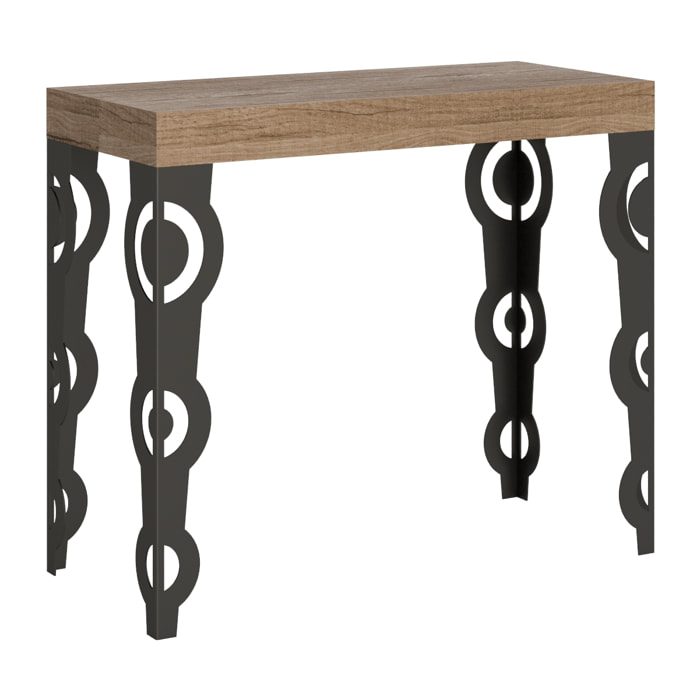 Console Karamay Small Premium cm.90x40 (extensible à 196) Chêne Nature cadre Anthracite