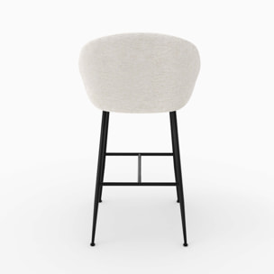 Chaise de bar en tissu blanc chiné 76 cm - Socky