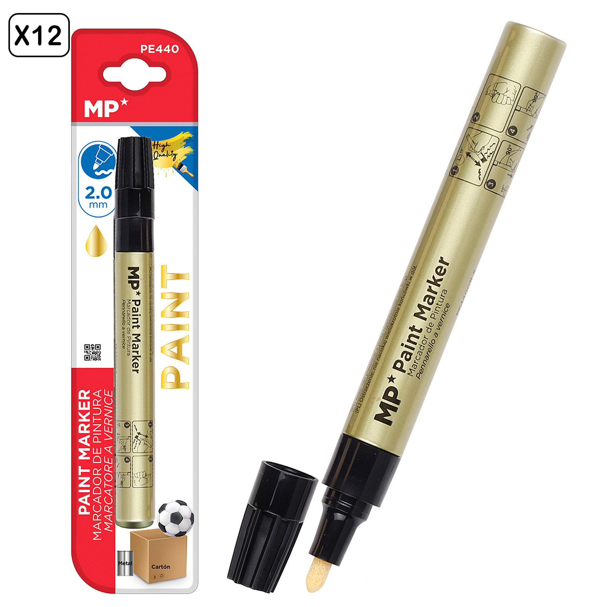 PACK 12 MARCADORES DE PINTURA ORO