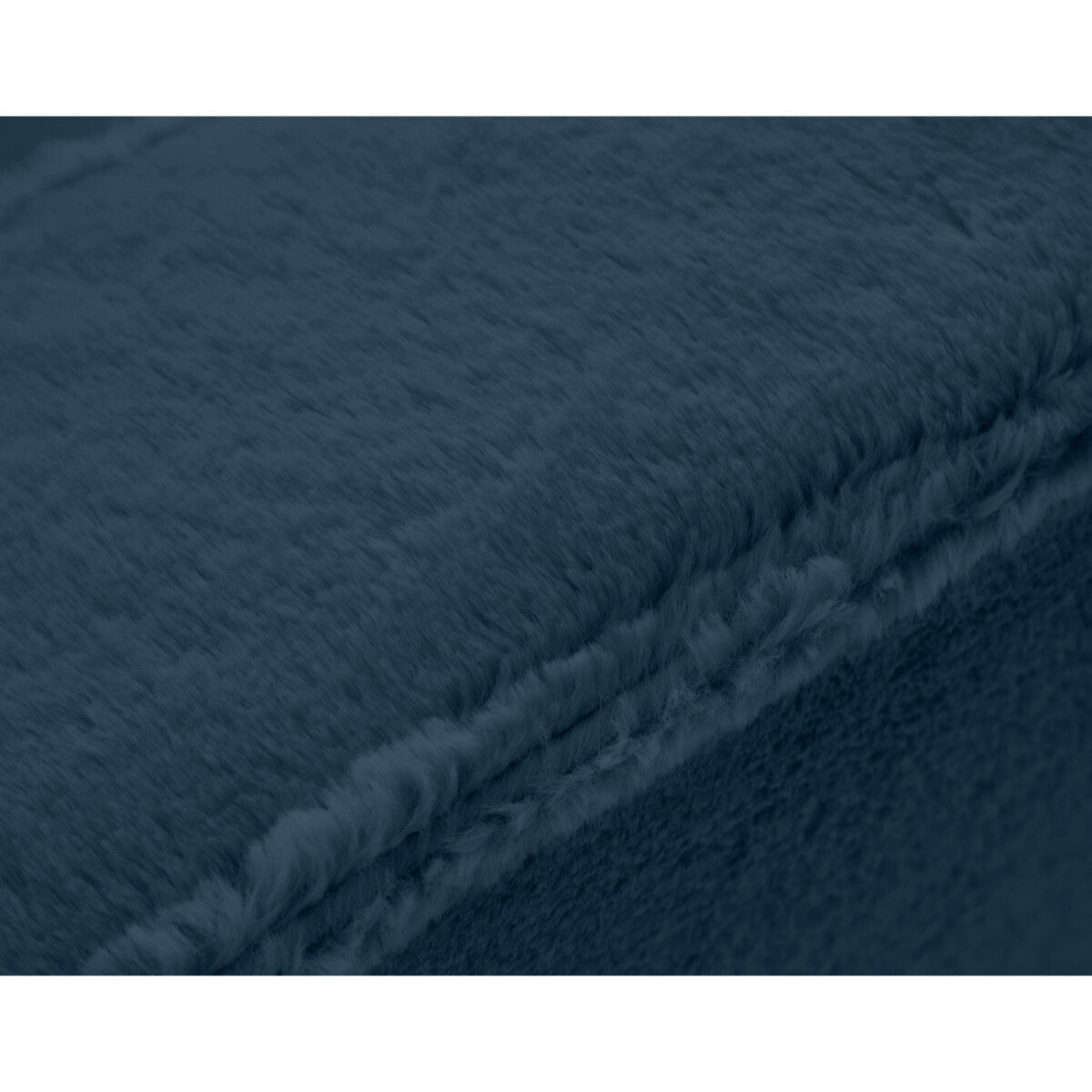 Jake - canapé panoramique d'angle droit 7 places convertible avec coffre en fausse fourrure - Bleu