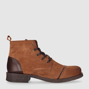 Botines de Serraje - Camel - Tacón: Bajo