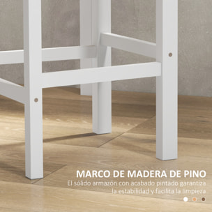 Conjunto de 2 Taburetes de Bar Altura Asiento 60,2 cm Taburetes de Cocina de Madera con Respaldo y Reposapiés Carga 120 kg para Comedor Salón Natural y Blanco