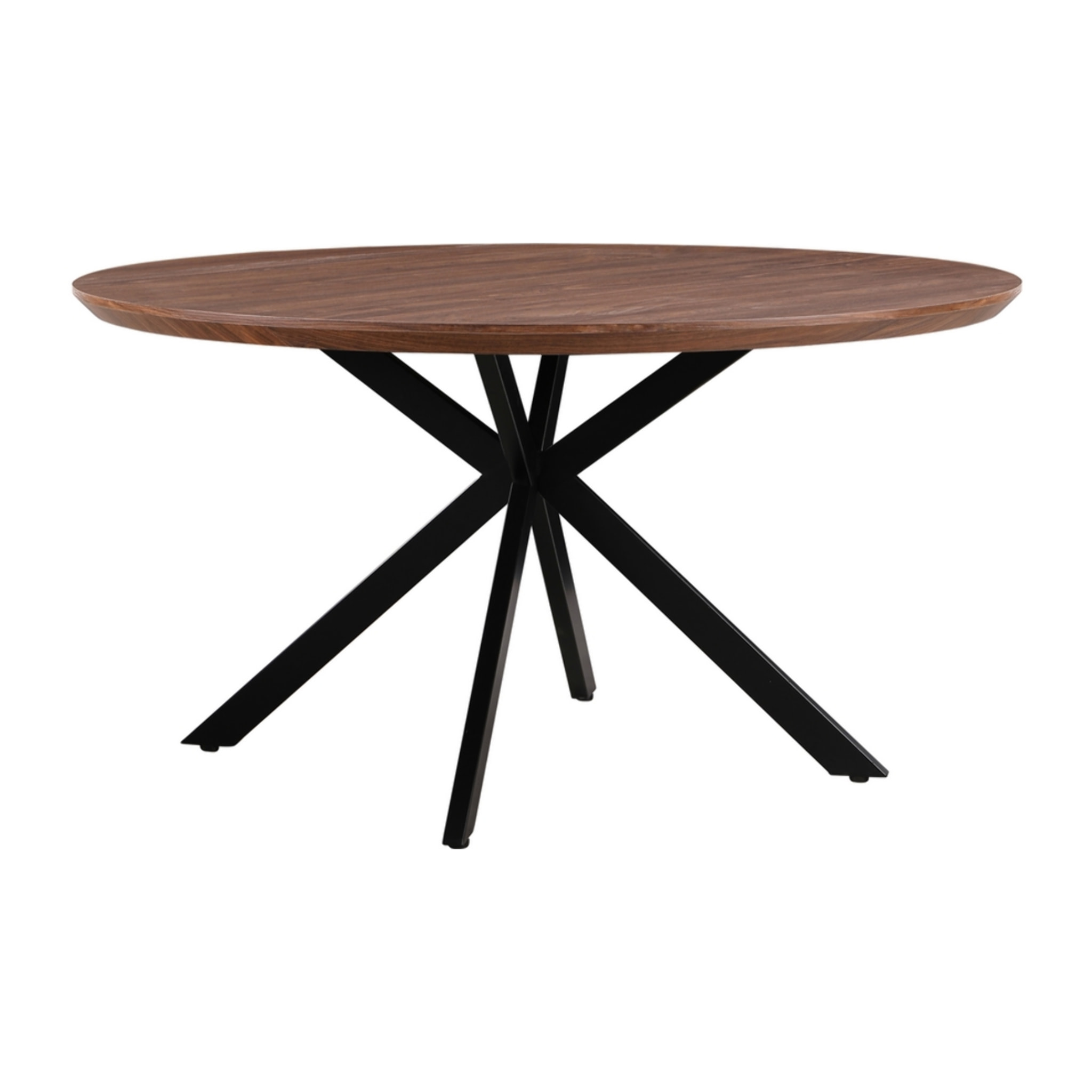 Tavolo tondo 140 cm con top effetto noce e gambe nere - Exten