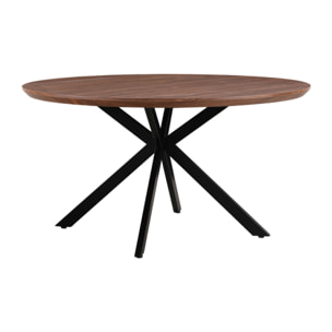 Tavolo tondo 140 cm con top effetto noce e gambe nere - Exten