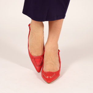 Dècolletè slingback con tacco basso a rocchetto e dettaglio sulla punta