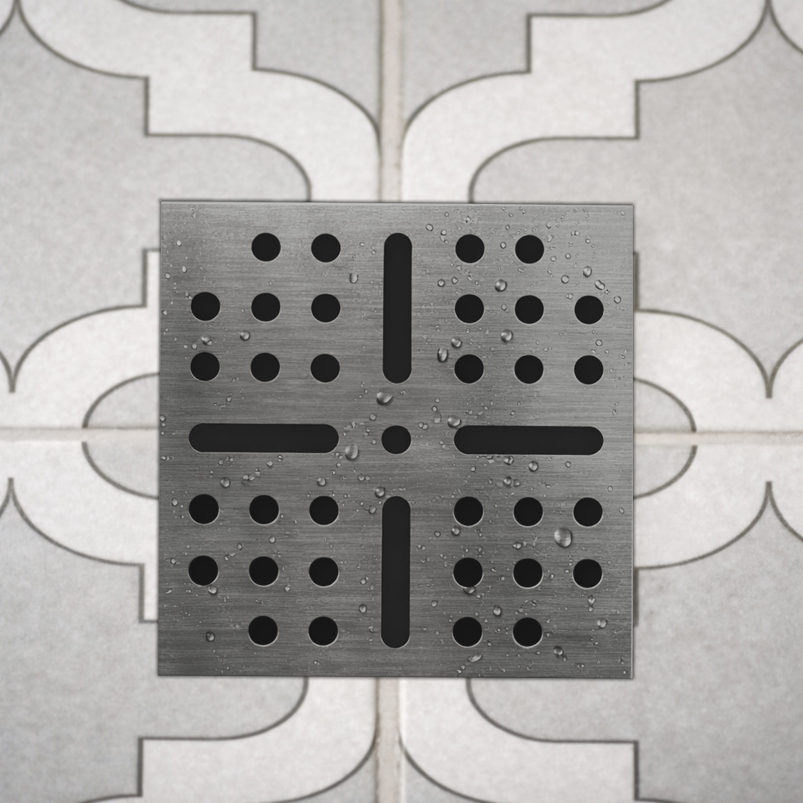 Receveur de Douche à Carreler 90x90 cm avec Bondes à Sortie Horizontale - Grille Inox