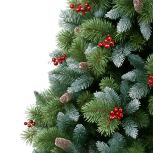 Cortina - Albero di Natale Innevato in PVC e PP con Pigne e Bacche Ø99x180H, 858 Punte