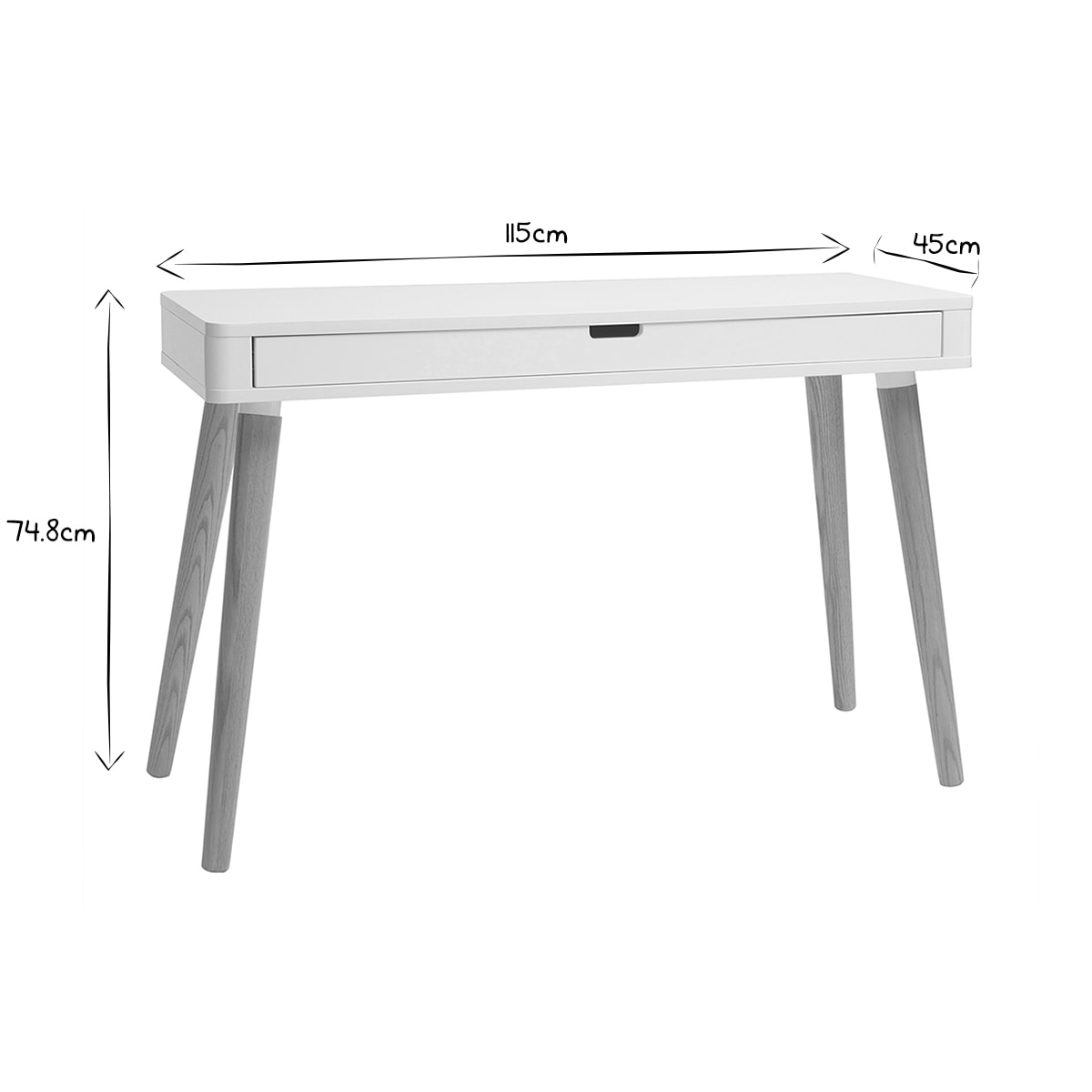 Bureau avec tiroir scandinave blanc et bois clair chêne L115 cm TOTEM