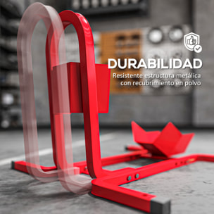 Caballete de Moto, Carga 250 kg, Soporte para Rueda Delantera de Moto Ajustable en 3 Niveles de Metal Robusto, para Ruedas ∅43, 48, 53 cm, Rojo