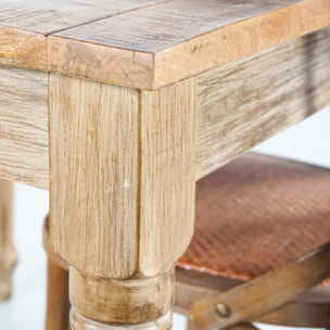 Tavolo da pranzo quadrato in mango azzurro decapato 80x80x77 - Salento