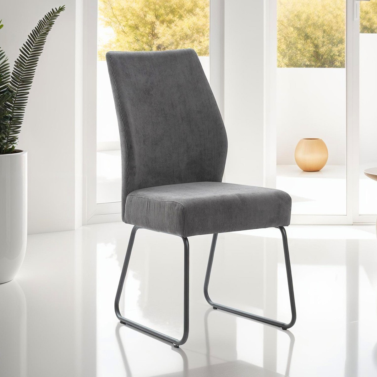 Lot de 4 chaises en velours côtelé - STUGA
