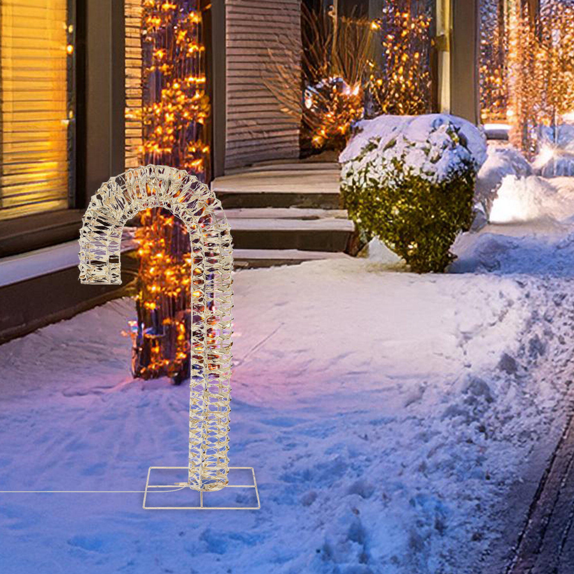 bastón de caramelo luminoso de marco dorado con 400 micro led 34x10x75cm