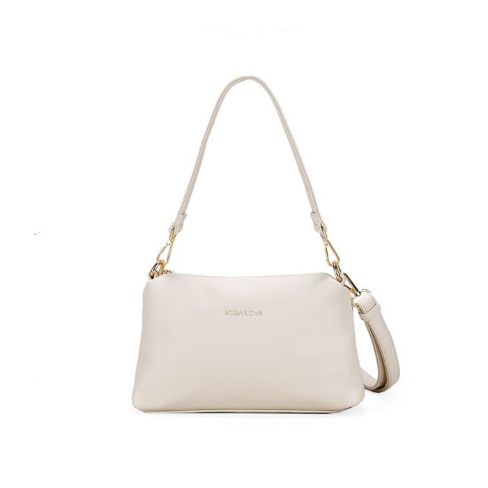 Bolso de hombro beige con cremallera