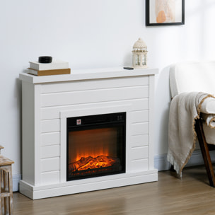 Chimenea Eléctrica 1800W Chimenea Decorativa con Efecto de Llama Mando a Distancia Temporizador Semanal Protección Contra Sobrecalentamiento para Sala 30 m² Blanco