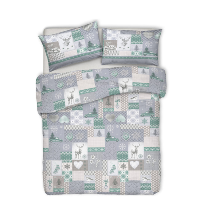 Parure Copripiumino in 100% Cotone Made In Italy Alpi Verde