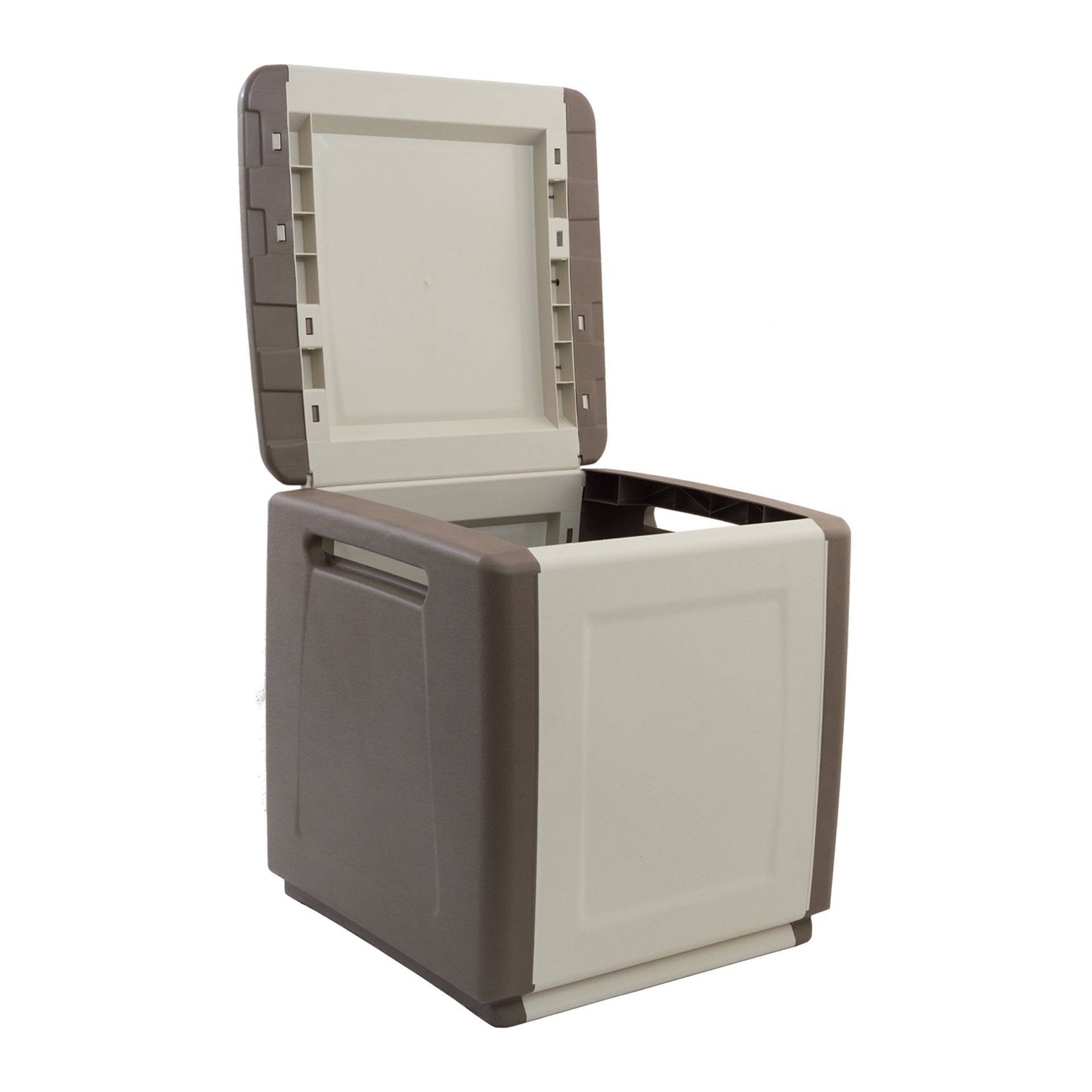 Baule Azziuro, Cassapanca multiuso, Baule contenitore, Box portaoggetti, 100% Made in Italy, 54x53h57 cm, Beige e Marrone