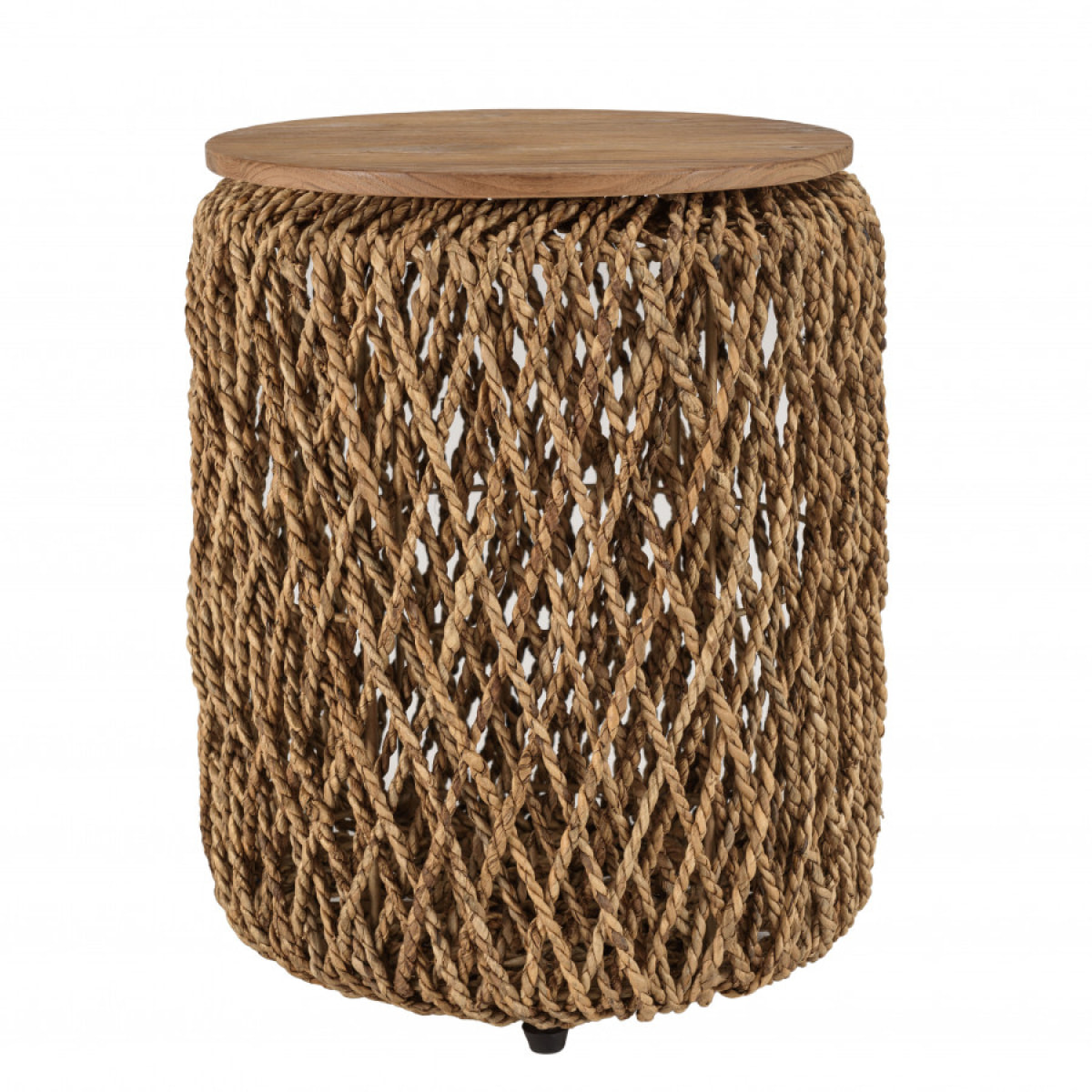 ALIDA - Table d'appoint ronde 40x40cm en tissage de fibre de cocotier