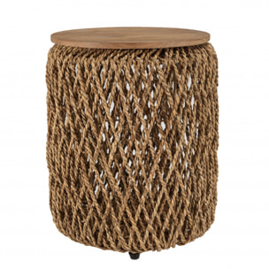 ALIDA - Table d'appoint ronde 40x40cm en tissage de fibre de cocotier