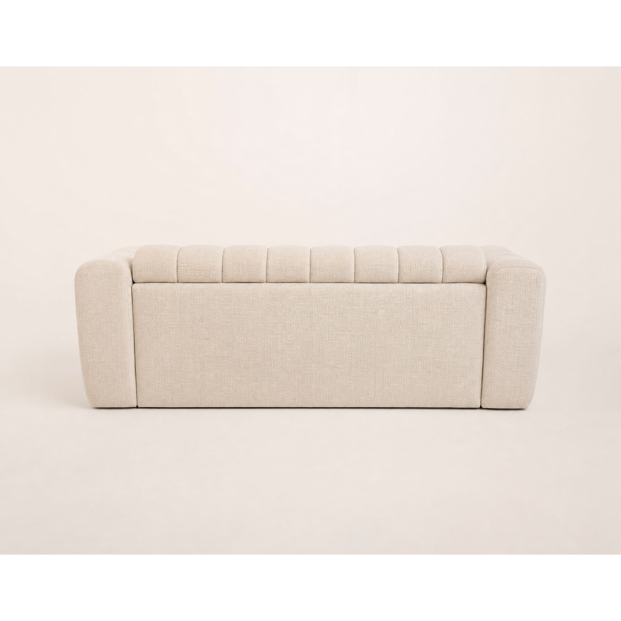 Violette - Canapé 3 places convertible express couchage quotidien 140 cm matelas 14 cm en velours gaufré - Beige