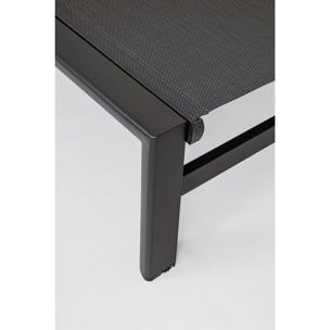 Lettino reclinabile SKIPPER NEW in alluminio e textilene antracite, con ruote