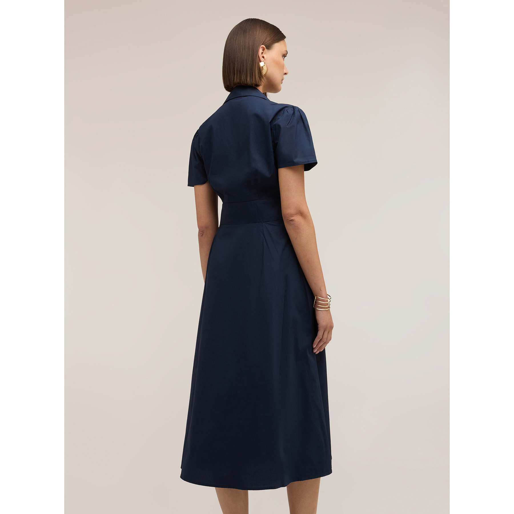 Motivi - Vestido camisero midi en popelina - Azul