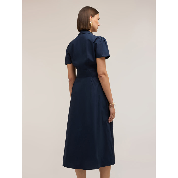 Motivi - Vestido camisero midi en popelina - Azul
