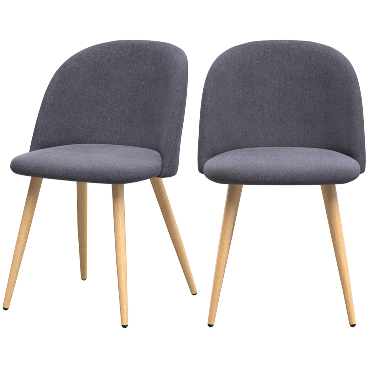 Lot de 2 chaises en tissu gris foncé et pieds en métal - Cozy