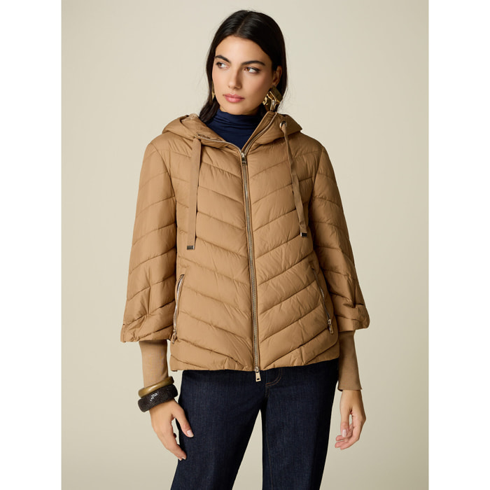 Oltre - Piumino con polsini a coste - Beige