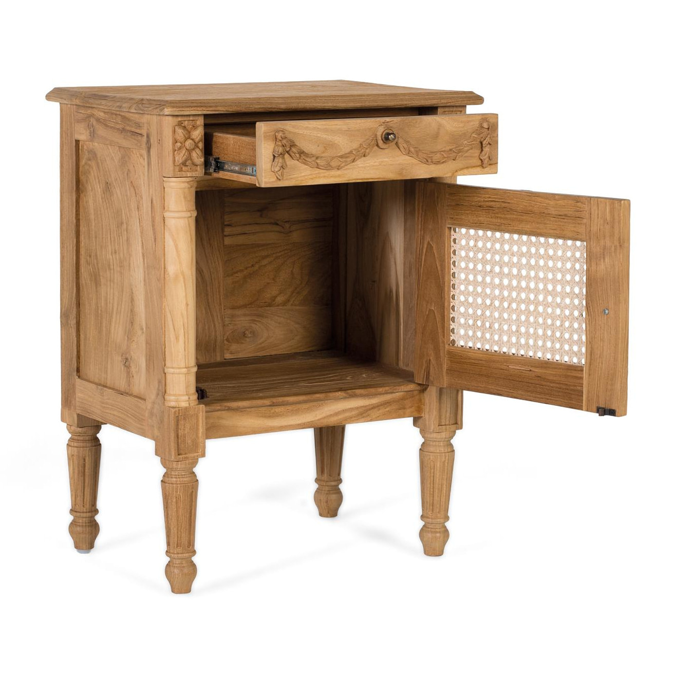 Mesitas de Noche de Madera de Teca 50 Cm Estilo Rústico Contemporáneo