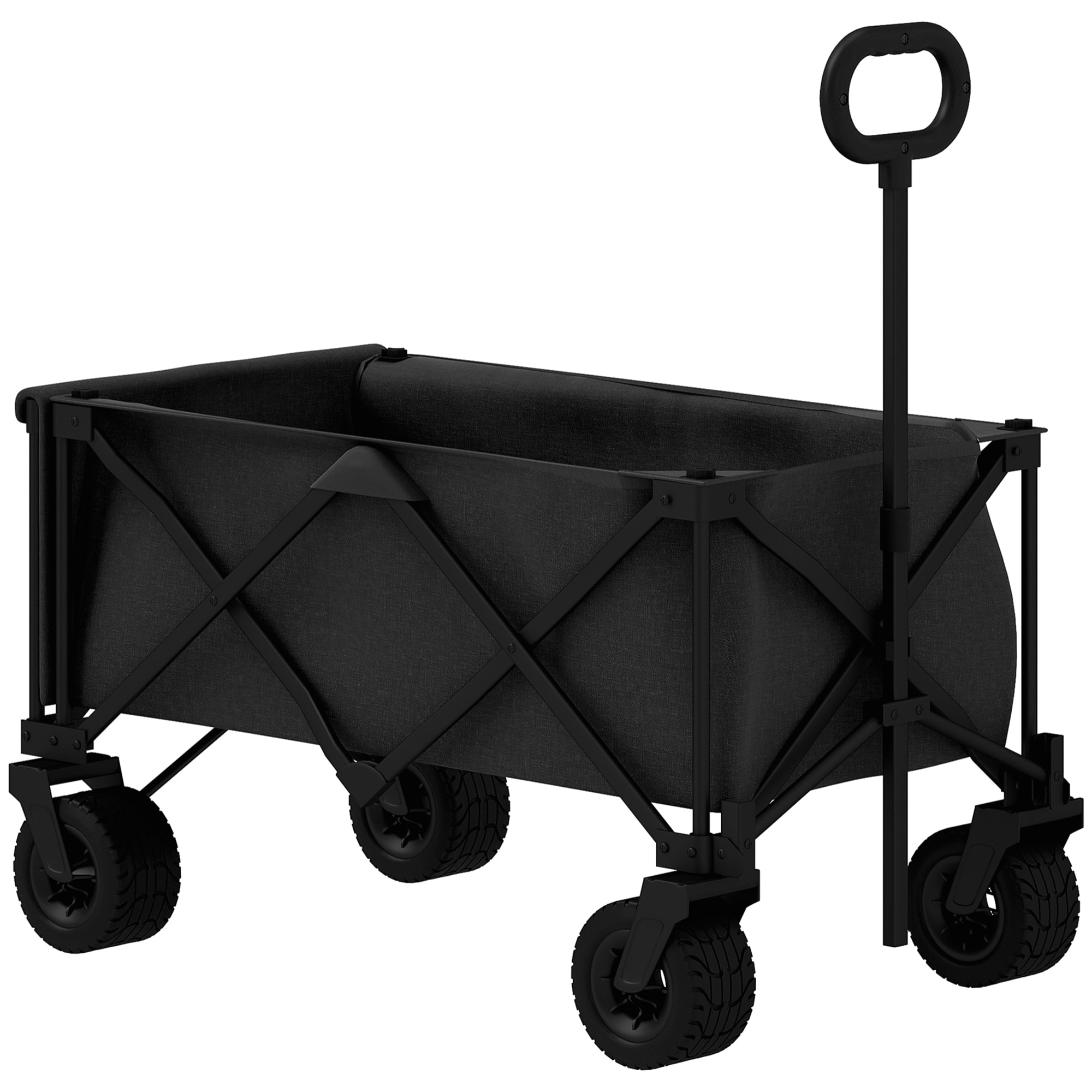 Carro Playa Ruedas Grandes Carro de Jardín Plegable con Mango Ajustable Puerta Trasera Expandible Carga 100 kg Carrito Transporte para Todo Terreno Jardín Campaña Compra Negro
