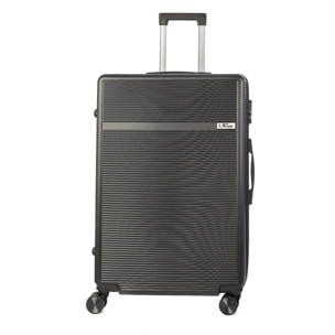 DAM Valigia grande volume trolley rigida ultraleggera, in ABS ad alta resistenza. Chiusura numerica e 4 ruote doppie rimovibili e girevoli a 360°. 50x29x76 Cm. Colore: Nero