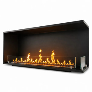 Urano 120 - Camino a Bioetanolo da Incasso Angolare Destro 120x50x30 cm con Bruciatore 3lt in Acciaio
