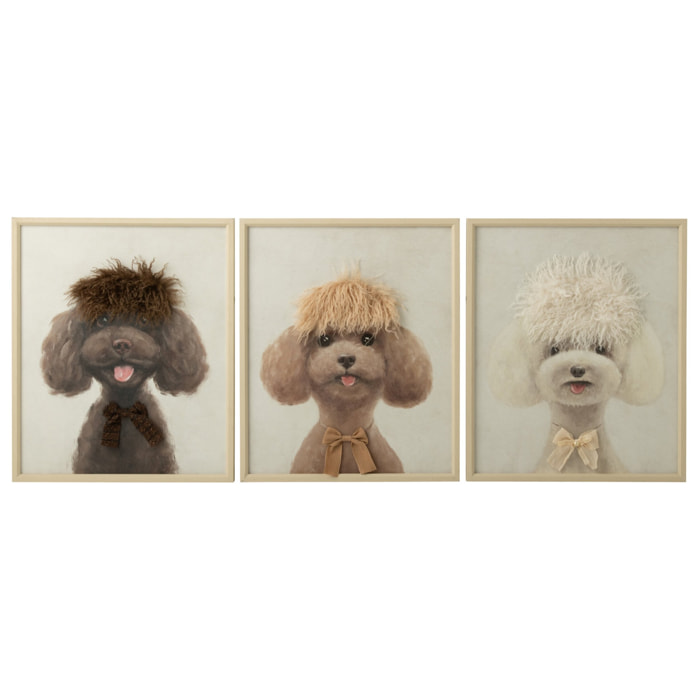 J-Line tableaux caniche - MDF - multicolore - assortiment de 3