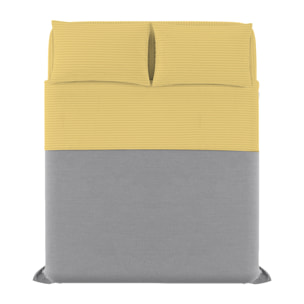 COMPLETO LETTO SATIN STRIPES RASO DI POLIESTERE MADE IN ITALY - MATRIMONIALE GIALLO