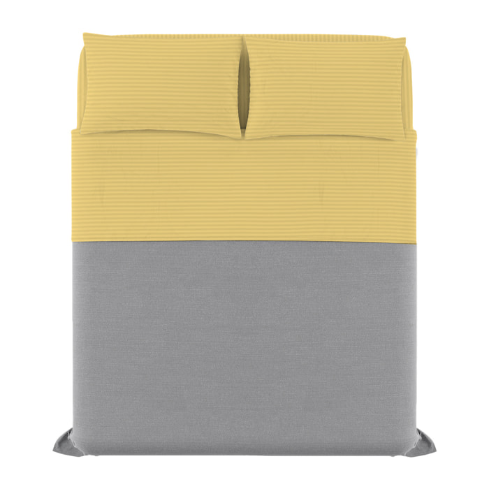 COMPLETO LETTO SATIN STRIPES RASO DI POLIESTERE MADE IN ITALY - MATRIMONIALE GIALLO