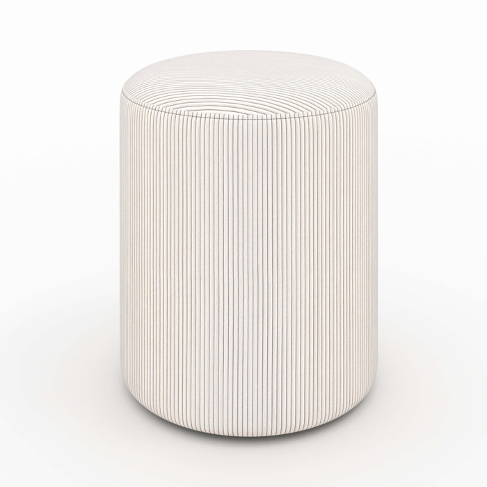 Pouf rond en velours côtelé beige - Lily