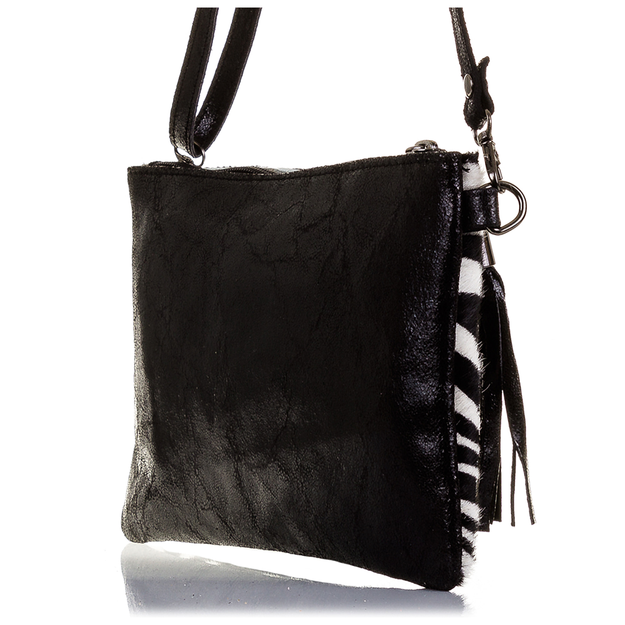 Marcon Borsa a mano Donna.Pelle autentica Cavallino Zebra Camoscio Lavato a Pietra