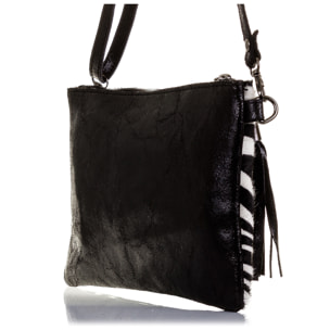 Marcon Borsa a mano Donna.Pelle autentica Cavallino Zebra Camoscio Lavato a Pietra