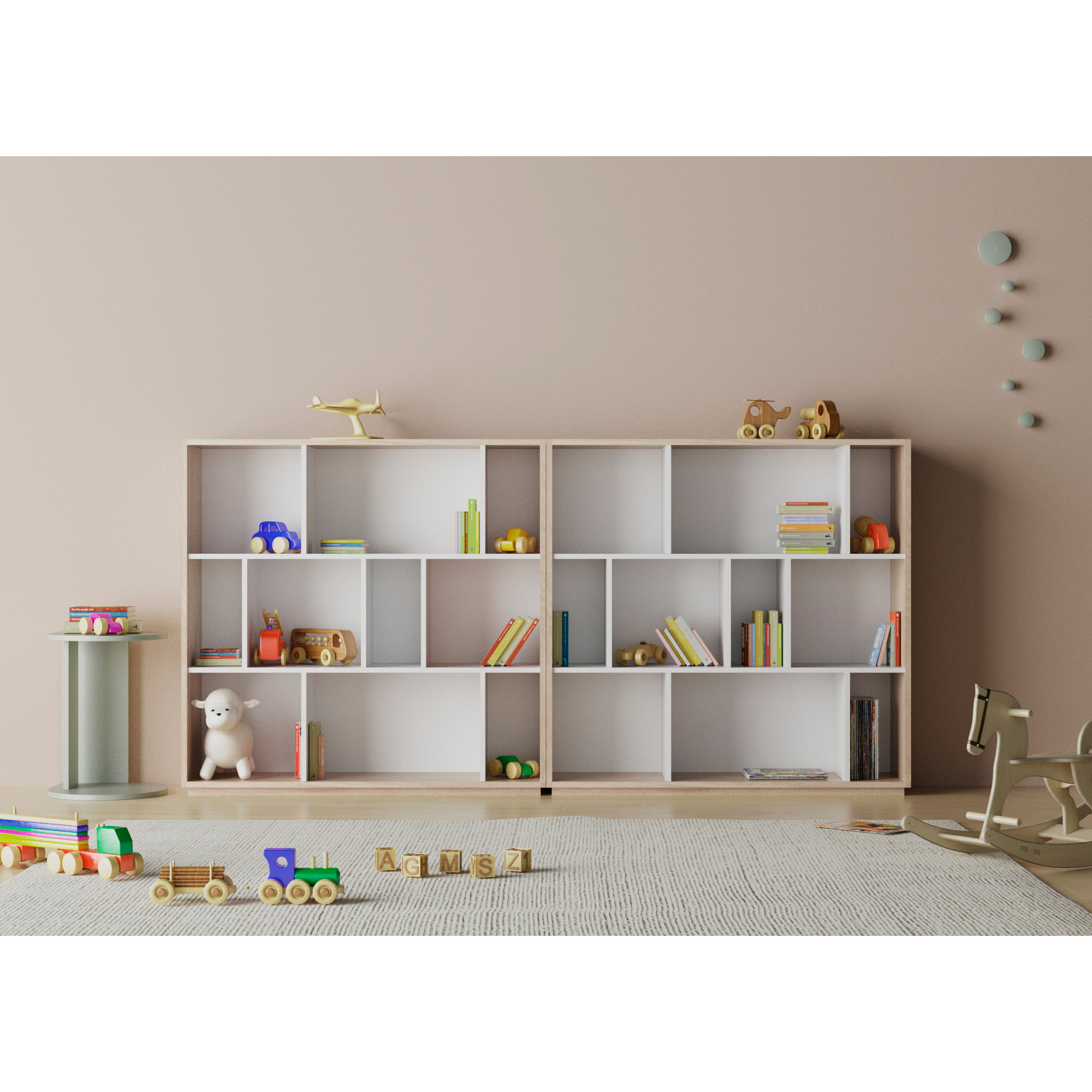 Estantería librería Nack melamina roble-blanco 117x119x32 cm