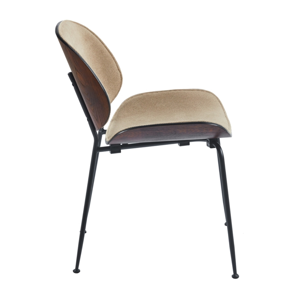 Set da 4 sedie con struttura nera in tessuto khaki - Elizabeth