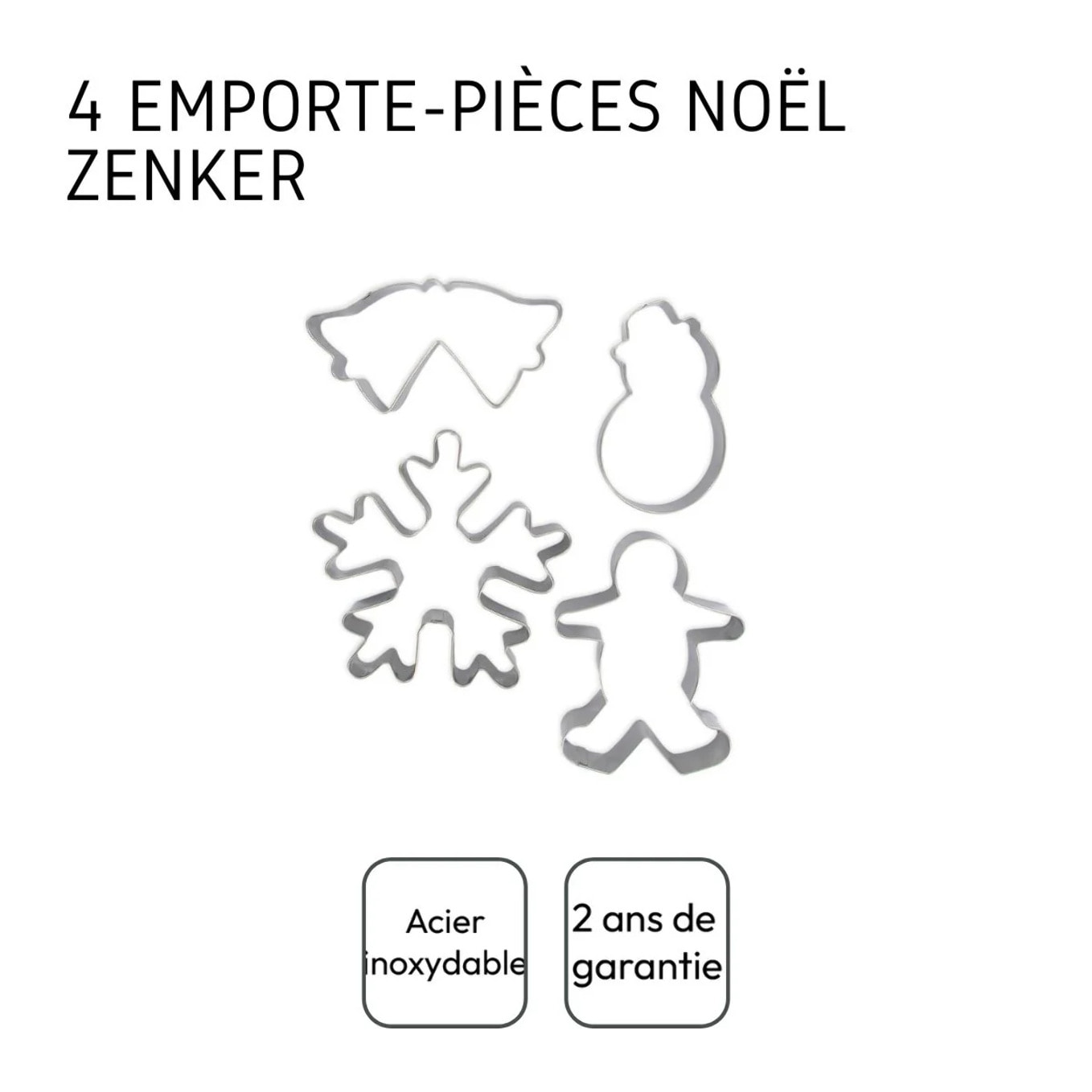 Lot de 4 emporte-pièces de Noël Zenker Emporte-pièces