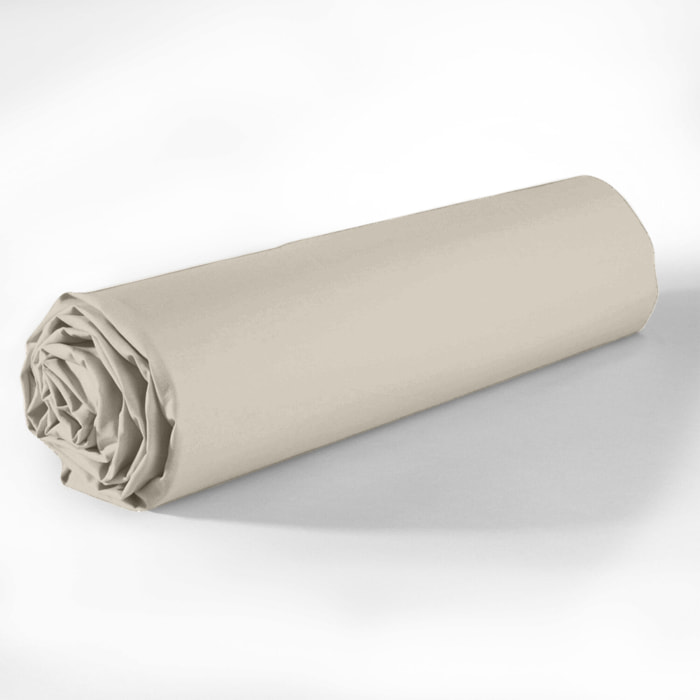 Drap housse uni 100% coton - essentiel - ivoire