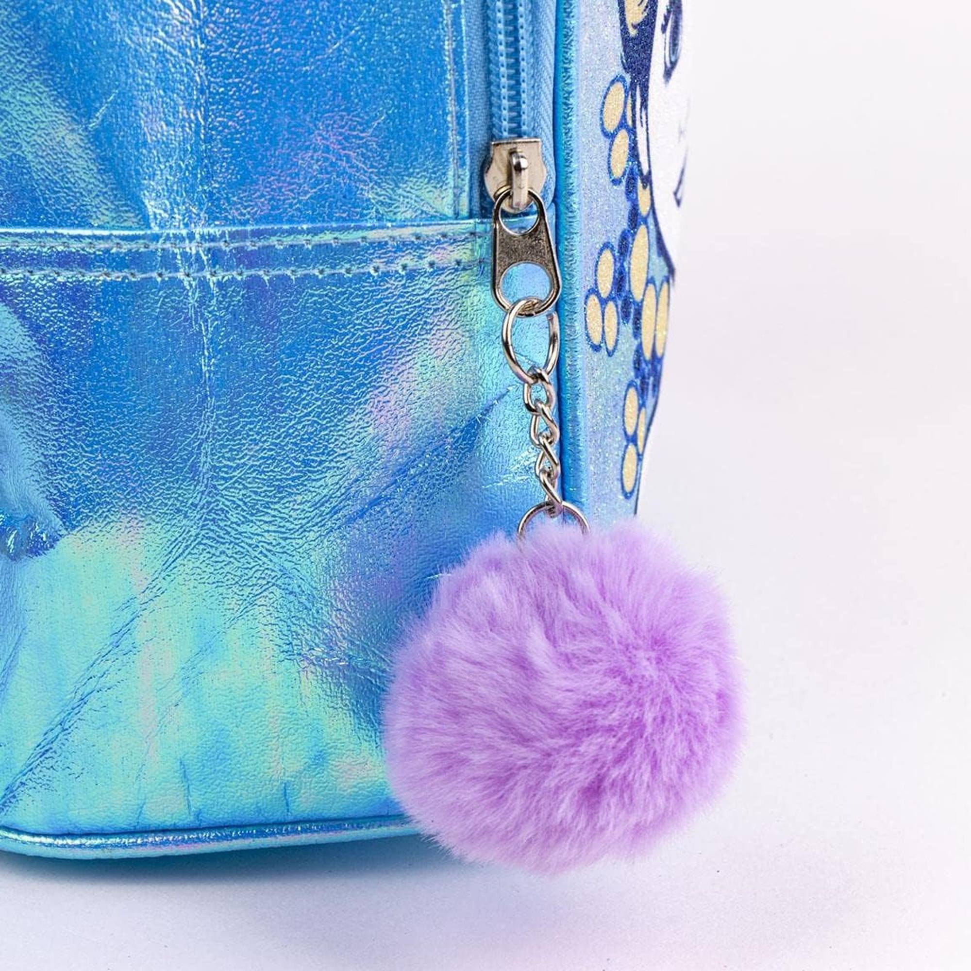 Mochila infantil de frozen - cierre de cremallera con pompón - 18 x 21 x 10 cm - mochila pequeña con costuras reforzadas